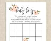 Baby Shower Bingo Printable. Instant Download. floral A1 - Etsy