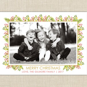 Floral Christmas Photo Card