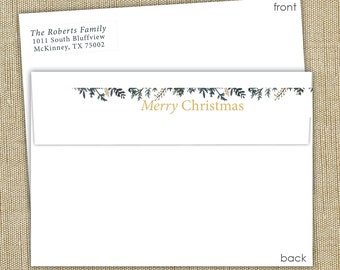 Wrap around return address labels.  Christmas address labels. Set of 50