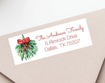 Christmas Return Address Labels, Mistletoe Return address stickers, return address, return address label stickers