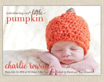 Our little pumpkin birth announcement