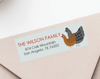 Chicken Return Address Labels, Return address stickers, return address, return address label stickers