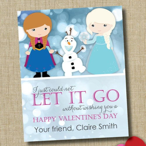 Printable Frozen Valentine Cards Kids Valentine Cards School | Etsy
