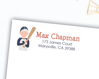 Baseball Return Address Labels, Return address stickers, return address, return address label stickers, baseball labels