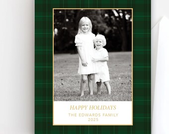 Plaid Christmas card, Merry Christmas, Photo Christmas card, Holiday Card, Printable Christmas card