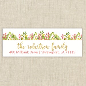 Christmas Return Address Labels, Christmas Floral Return address stickers, return address, return address label stickers