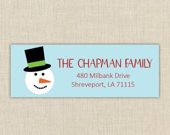 Christmas Return Address Labels, Snowman Return address stickers, return address, return address label stickers