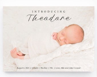 birth announcement card. Modern name Birth Announcement. Printed or digital