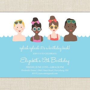 Pool Party Invitation, Swimming Birthday Party, Pool Party Invitations