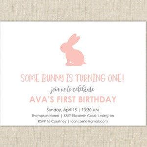 First Birthday Invitation. Bunny First Birthday invitation. Somebunny is turning one