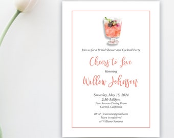 Bridal Shower Invitation - Bridal Cocktail Party- Bachelorette Party invitation