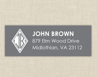 Return Address Labels, Return address stickers, return address, return address label stickers, Monogram label