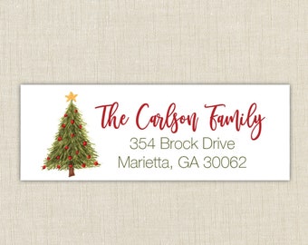 Christmas Return Address Labels, Christmas tree address stickers, return address, return address label stickers