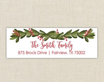 Christmas Return Address Labels, Christmas boxwood address stickers, return address, return address label stickers