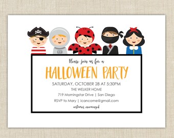 Printable Halloween Invitation, Halloween party invitation, Halloween costume party invitation