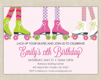 Roller Skating Invitation | Roller Skating Party, Skating Invitation,Roller Skate Party,Girls Birthday,Skating Party, Girls Birthday Party