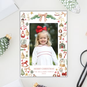Christmas photo cards, Holiday photo card, Watercolor Christmas Photo Card, Warmest Wishes