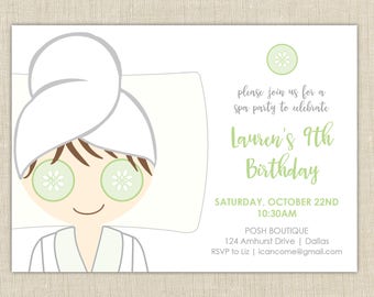 Spa Birthday Party Invitation.