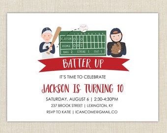 Baseball Invitation, Baseball Birthday Invitation