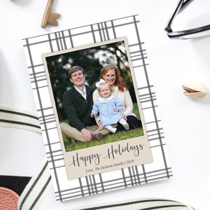 Christmas photo cards, Holiday photo card, Farmhouse Christmas, Plaid Christmas