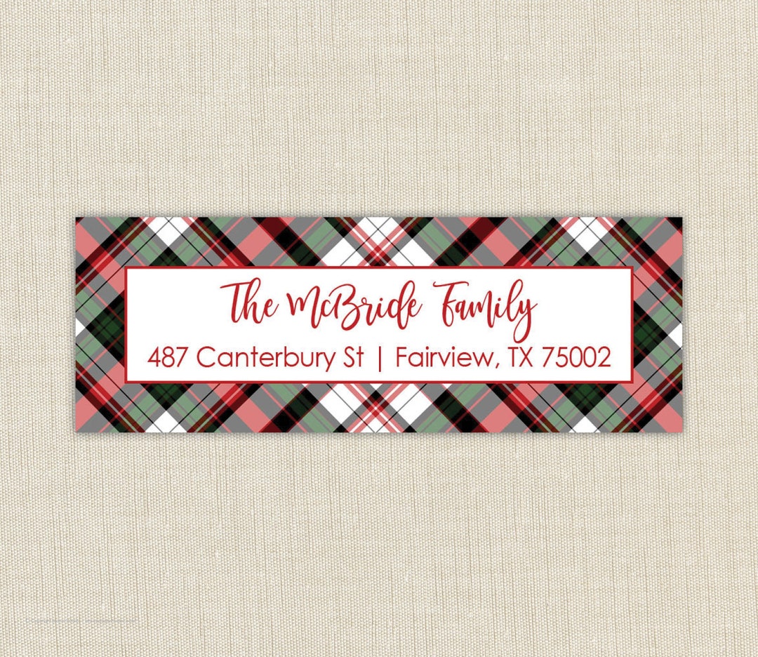 Christmas Return Address Labels, Plaid Address Stickers, Return Address, Return Address Label ...
