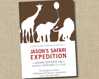 Modern Safari Invitation. Safari Birthday Invitaiton. Brown Paper Studios