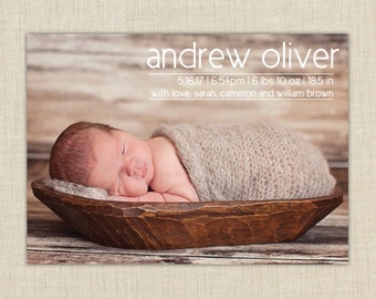 baby boy birth announcement-- modern