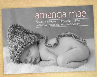 baby girl birth announcement-- modern