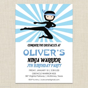Ninja Warrior Invitation, American Ninja Warrior Invite, Ninja Warior Birthday Invitation, American Ninja Warrior Party invitation