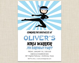 Ninja Warrior Birthday Invitation, American Ninja Warrior Invite ...
