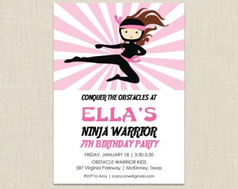 Ninja Warrior Invitation, American Ninja Warrior Invite, Ninja Warior Birthday Invitation, American Ninja Warrior Party invitation