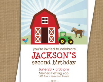 Farm Birthday Invitation. Barnyard Invitation