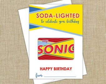 Sonic Gift Card Holder. INSTANT DOWNLOAD. Sonic Birthday Gift Card Holder