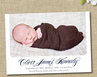 Baby Boy Birth Announcement. Elegant birth announcement