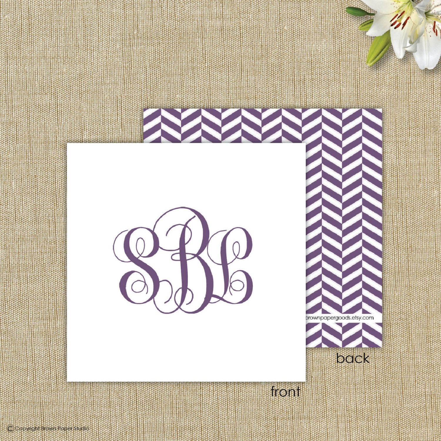 Personalized gift enclosure cards with envelopes. Monogram ...
