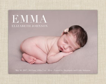 birth announcement girl. photo baby announcement