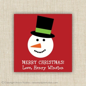 Personalized gift tag stickers. Snowman Gift Tag