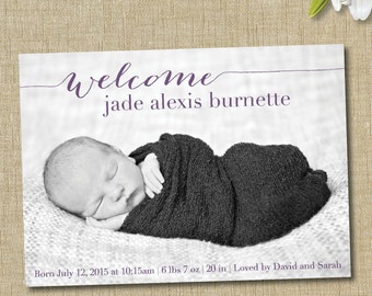 birth announcement girl. photo baby announcement