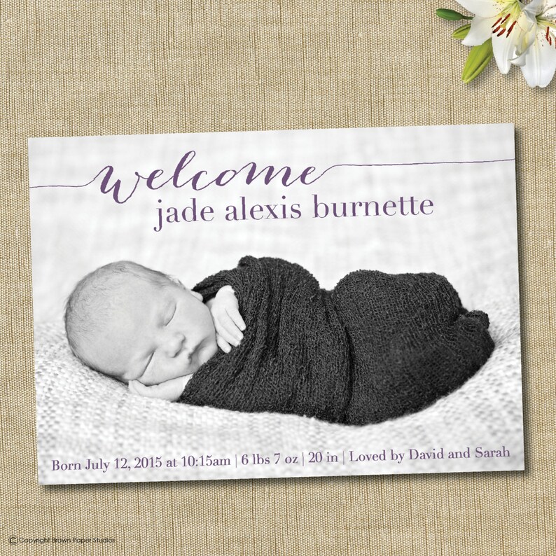 birth announcement girl. photo baby announcement image 1