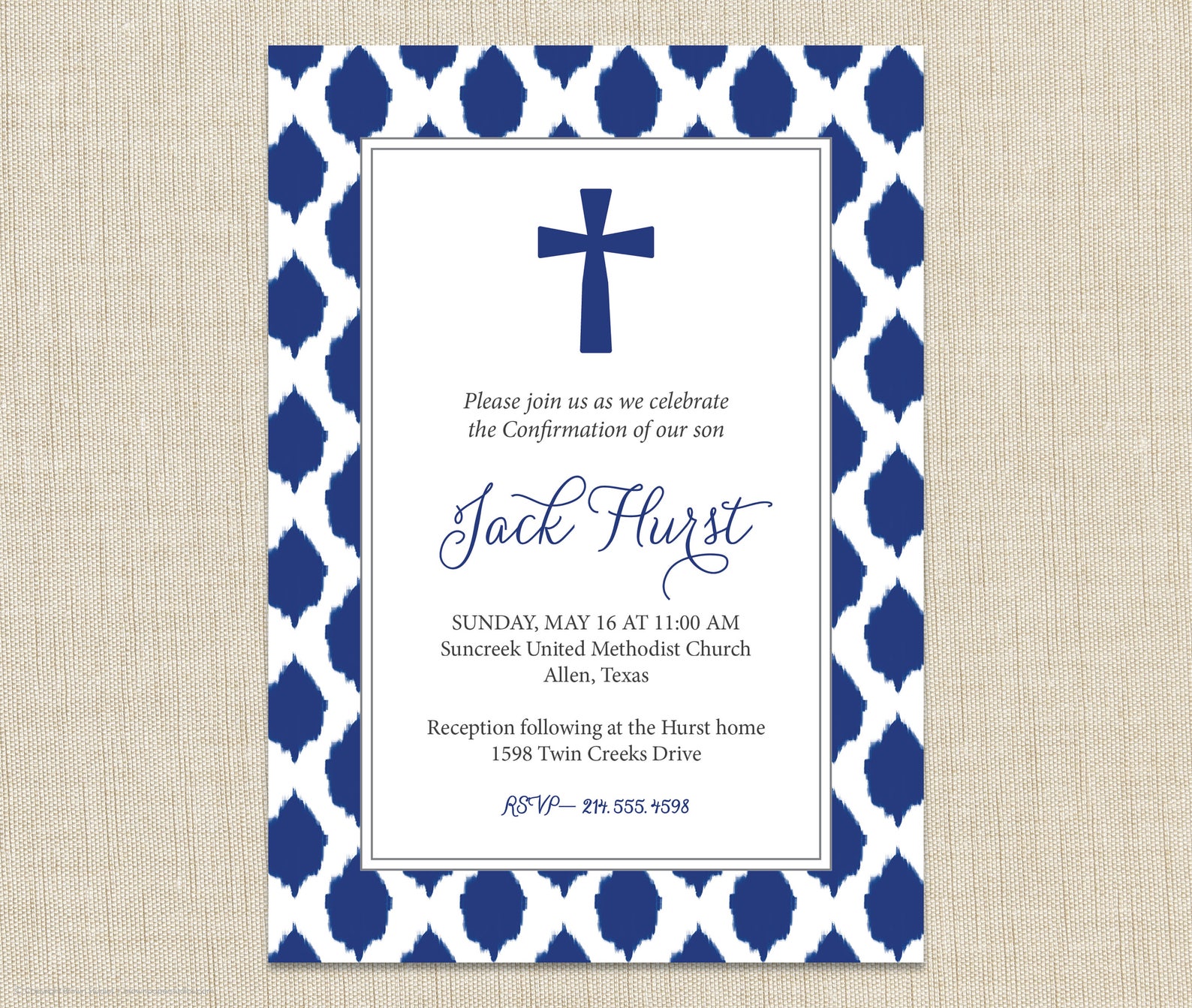 Baptism Invitation Boy. Confirmation Invitations. First Etsy