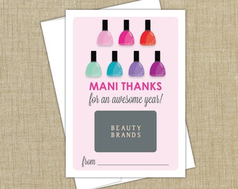 Manicure Gift Card Holder | Mani Thanks for all you do | Teacher appreciation card holder | INSTANT DOWNLOAD