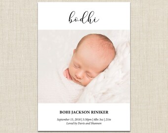 Birth announcement photo card, photo birth announcement, boy birth announcement, modern announcement