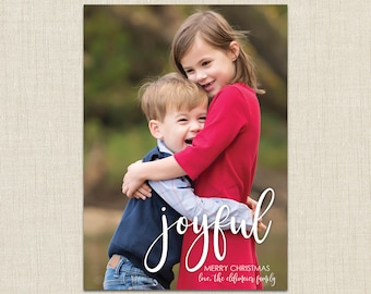 Joyful Photo Christmas Card, Holiday Card (Digital or Printed)