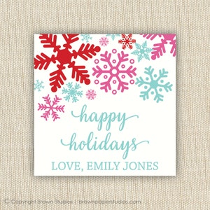Personalized gift tag stickers. Happy Holiday Gift Tag