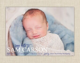 baby boy birth announcement-- say hello to...