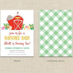 Barnyard Birthday Invitation, Farm Party Invitation, Girl Farm Birthday Invitation, Pink Farm Party Invite, image 2