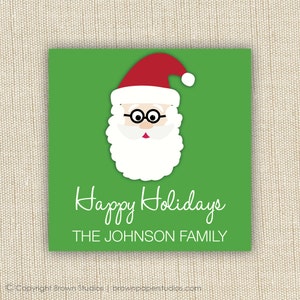 Personalized gift tag stickers. Santa gift tag. Set of 25