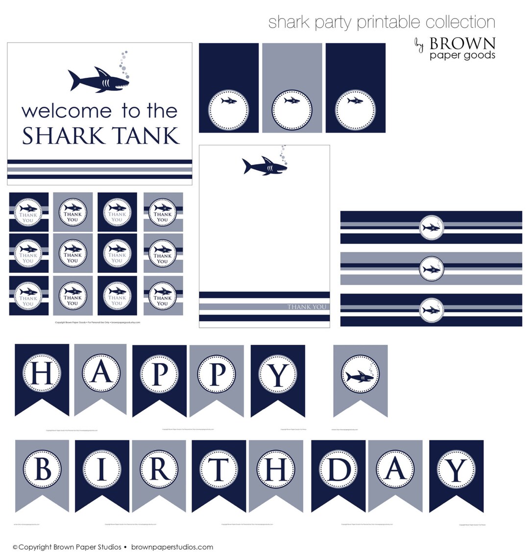 Shark Party. Printable Shark Party. Instant Download - Etsy