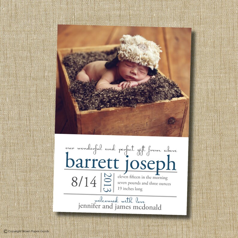 Christian Birth Announcement. Custom Photo Card. Photo Baby Etsy