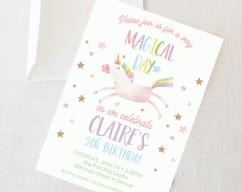 Unicorn Birthday Invitation, Unicorn Invitation, Magical Invitation